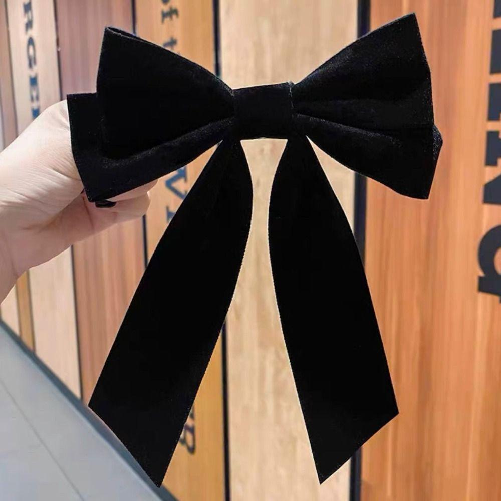 Velvet Bowknot Hair Clips Wine Red Bang Clip Sweet Large Bow Hairpin Girls