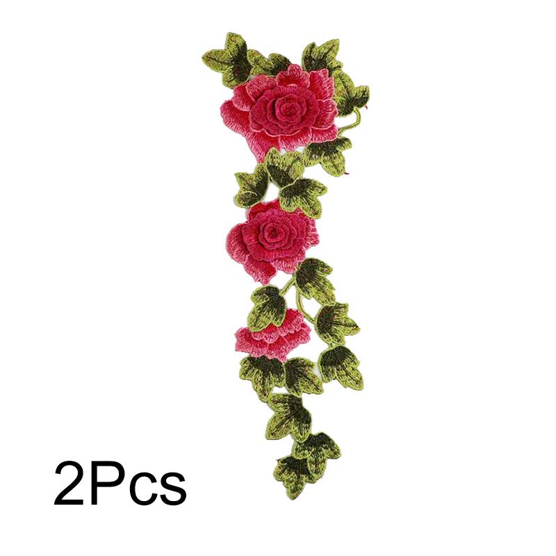 2Pcs Flower Applique Fashion Cheongsam Patch Fabric Sticker Lace Patches Sewing DIY Dress Embroidered Garment Accessories