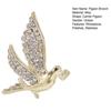 Carrier Pigeon Brooch Sparkling Rhinestone Decor Anti-rust Alloy Lightweight Bird Animal Formal Coat Suit Collar Decoration Jewelry Lady Clothes