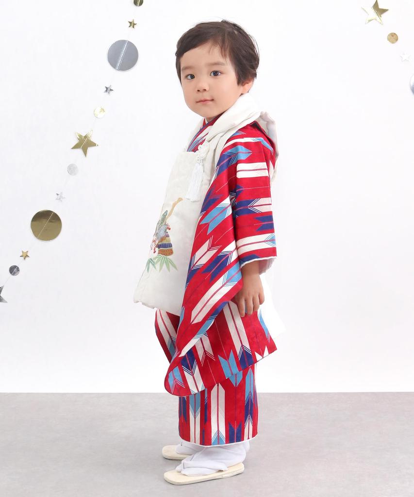 Shichigosan Kimono Set for Boys Years Includes Hifu Cloth Scarlet Arrow and [KYOETSU] (3 Old), (10. Helmet, 90-100cm)