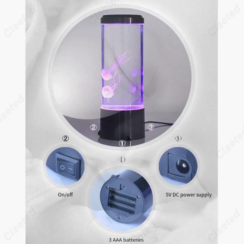 LED Rainbow Color Changing Atmosphere Jellyfish Lamp USB Rechargeable Port/Battery Powered Children's Room Decoration Desk Light