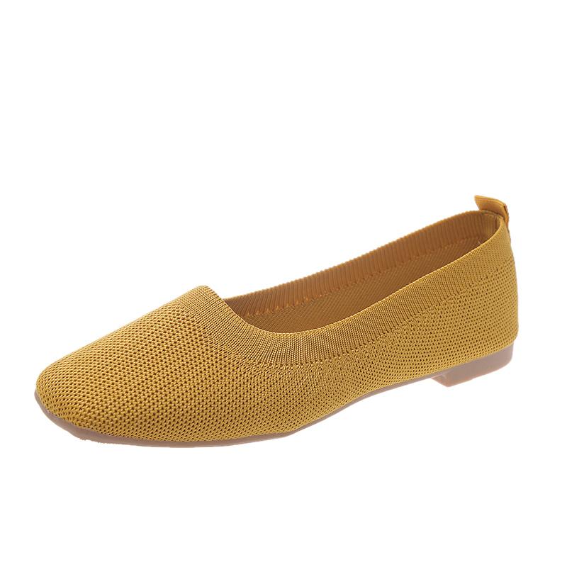Fashion Women's Ballet Flats Knitting Casual Shoes Slip-on Cute Ballerina Casual Leather Without Heels Comfortable Low Price Shoe New In