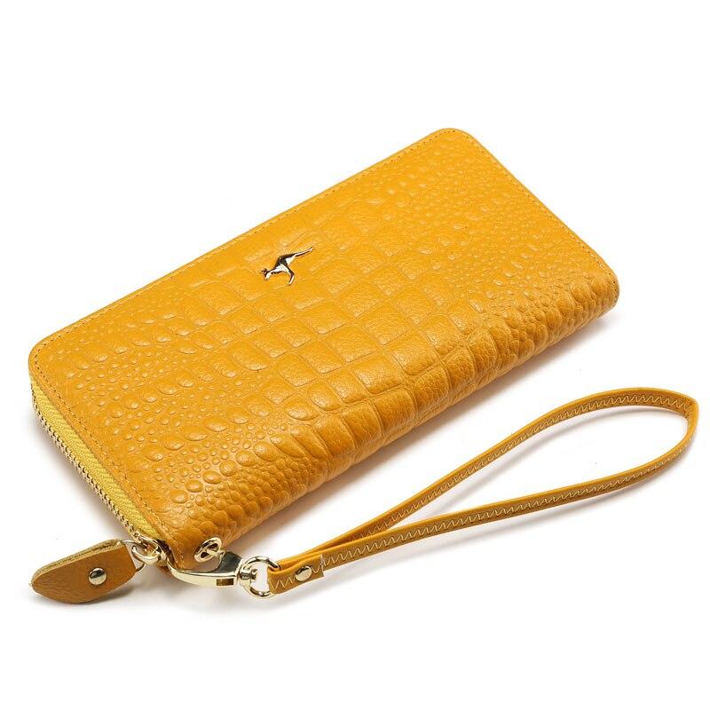 KANGAROO KINGDOM Fashion Women Wallet Genuine Leather Long Zipper Clutch Purse Card Holder Phone Wallet Brand