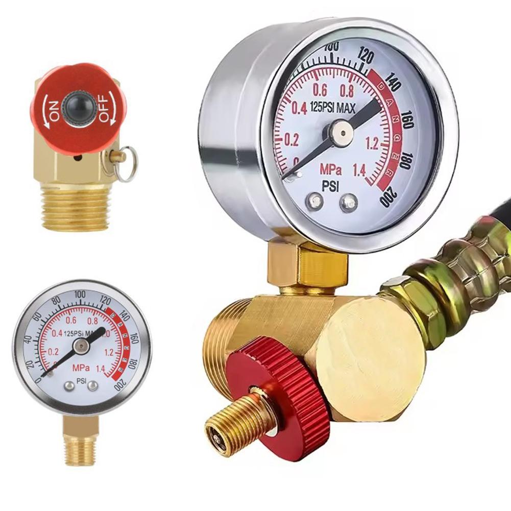 1 Set Air Tank Repair Kit Safety Valve 0-200 PSI Pressure Gauge Carry For Portable Tank Assembl M3Z7