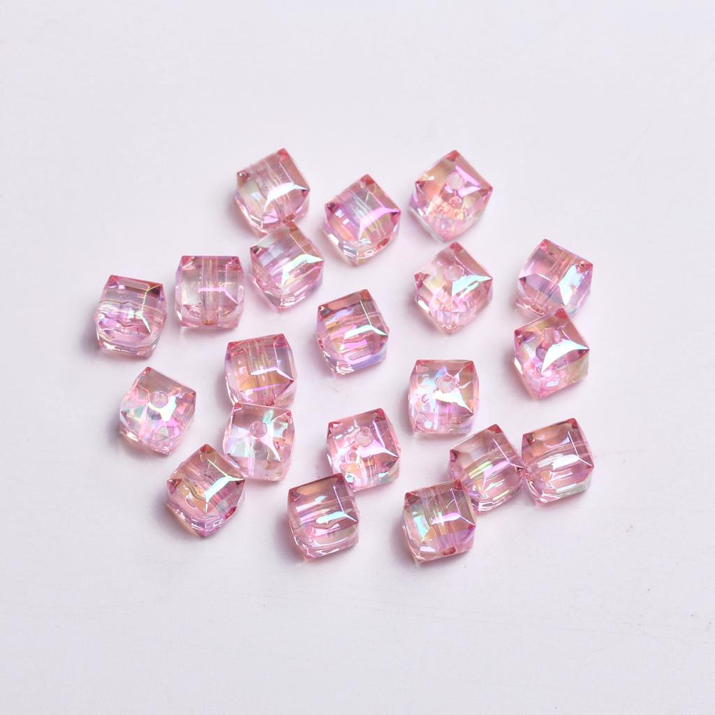 Crafts Beads for Jewelry Making Loose Earrings Bracelet Pendants 8mm DIY Part Resin Czech Crystal Cube Square Faceted 20pcs/bag UV Plated