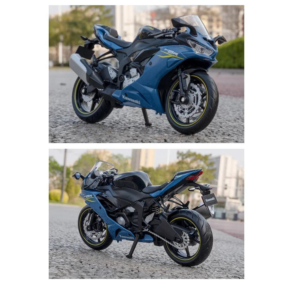 1/12 Kawasaki NIJIA ZX6R Motorcycle Alloy Car Toy Model Front Wheel Left Right Steering Rear Wheel Suspension Vehicle Kids' Gift