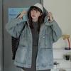 New Style Hong Kong Fashion Denim Jacket Loose Fit Casual Trendy Top Korean Version Couple Versatile Hooded Jacket For Women 2025 Spring Autumn