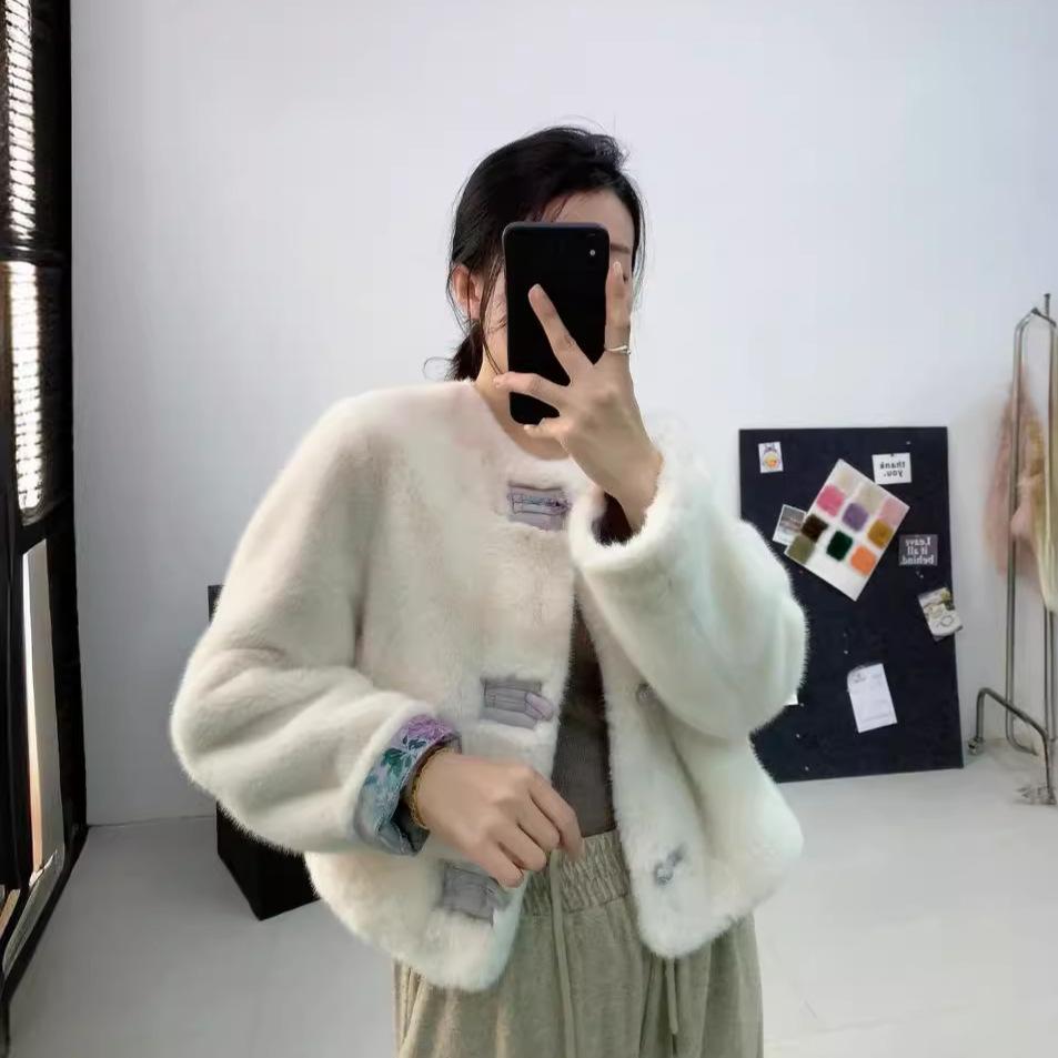 New Chinese Style Fur Coat Mink Velvet Short Top New Chinese Style Women's Imitation Mink Fur