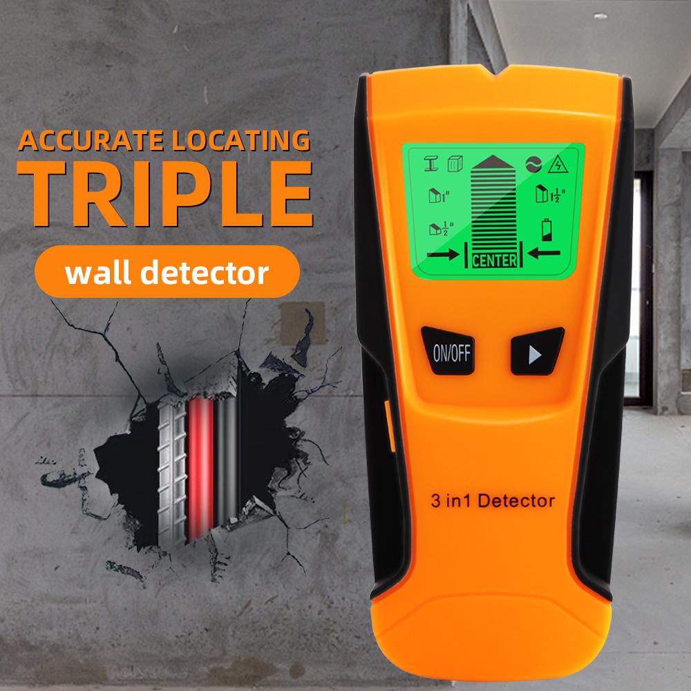 3 In 1 Wall Metal Detector Depth Professional Find Metal Wood Studs AC Voltage Live Wire Detect Wall Scanner Electric Box Finder