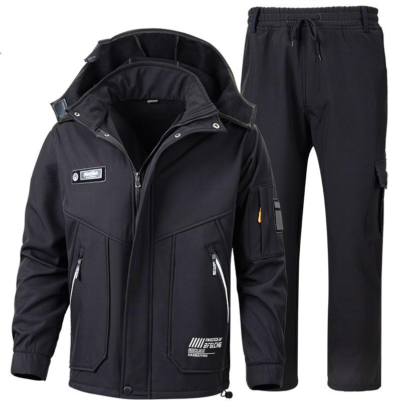 Мужской зимний водонепроницаемый костюм для активного отдыха, комплект больших размеров, теплая куртка + теплые брюки, комплект из 2 предметов