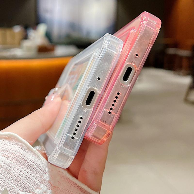 Soft Silicone Transparent Card Slot Phone Case for Xiaomi 14 13t Poco X6 F6 X5 Pro Remdi Note 14 13 12 11 10 Pro Shockproof Lens Protection Slim Cover