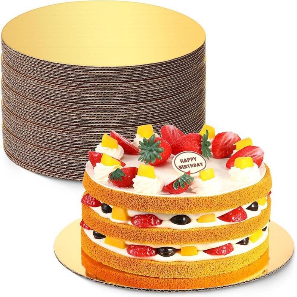 10pcs Golden Cake Cardboard Cardboard Cupcake Base Durable Round Cake Board Baking Cakes