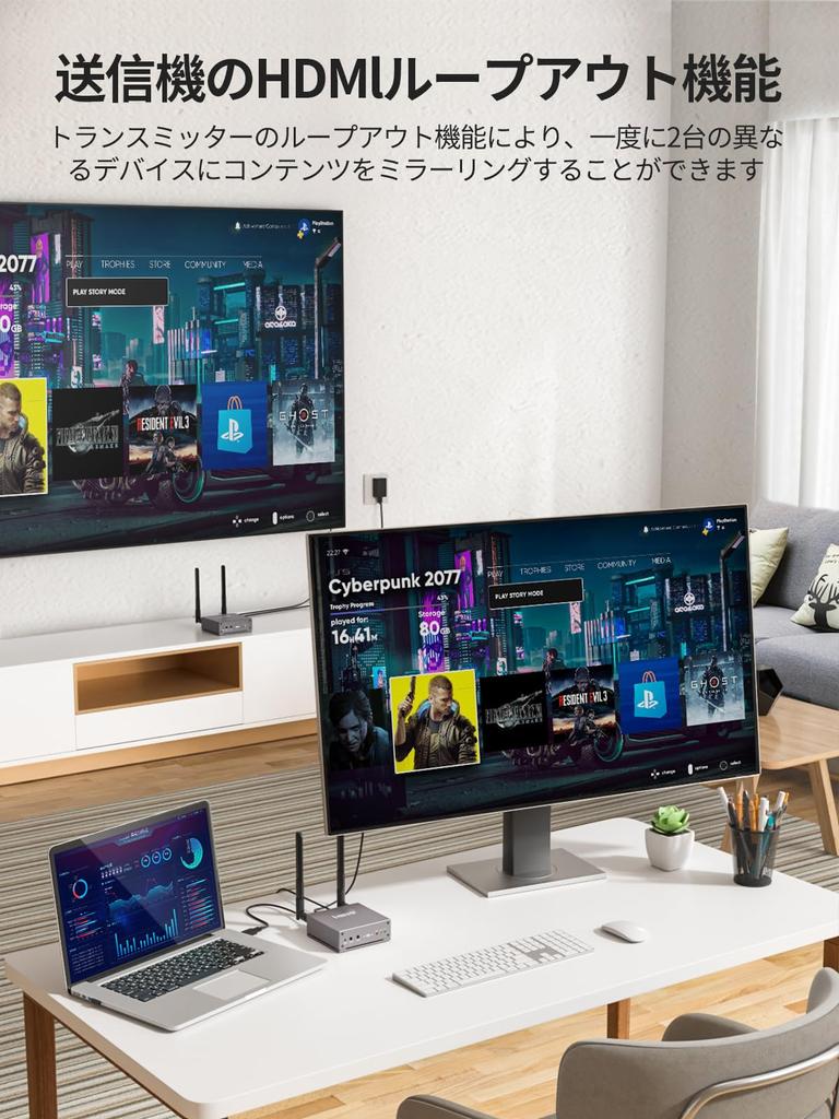 Lemorele Wireless HDMI Compact Wireless Expansion Mode 2 Screen Expansion 4 Units Can Be Expanded 1080P HD Dual Wifi Connection Stable High Speed