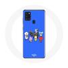 Case for Samsung Galaxy A21S BTS BT21 Tata Chimmy Cooky Rj Koya Shooky And Mang Play Music Blue Background