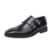Fashion Classic Leather Shoes for Men Slip On Pointed Toe Oxfords Double Tower Buckle Social Office Business Casual Dress Shoes for Male
