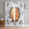 Comic Cartoon Basketball Sheer Curtain for Bedroom Tulle Voile Curtain for Kitchen Living Room Decor Window Treatment