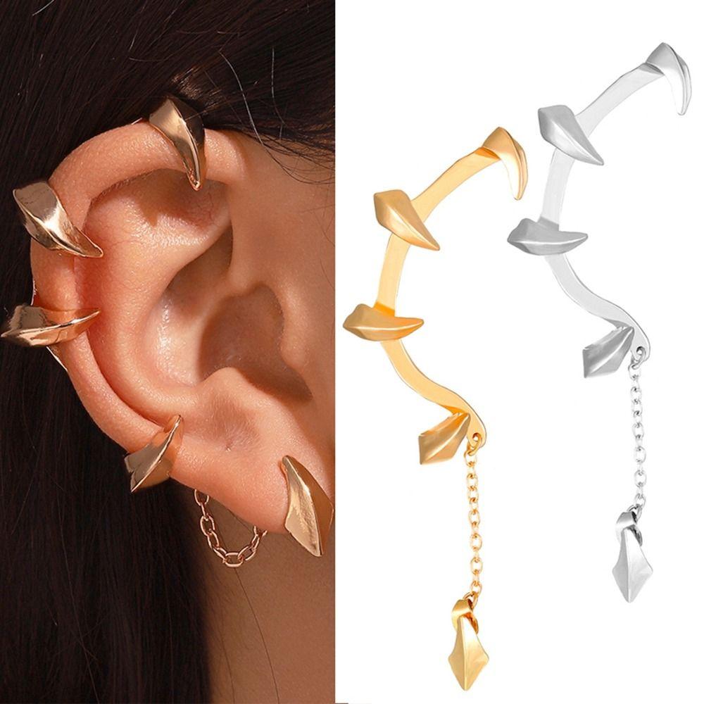 Hip Hop Gothic Punk  Earrings Exaggerated Eardrop Trendy Cyberpunk Ear Clip  Women Men