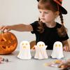 Ceramic Ghost Light Up Decor Small White Ghost Figurine LED Halloween Ghost Tabletop Ornament for Indoor Home Decor
