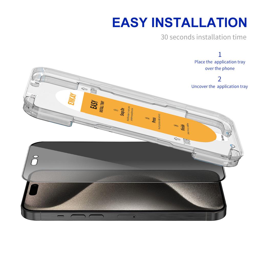 ENKAY HAT PRINCE For iPhone 15 Pro Max Screen Protector Privacy Full Coverage Anti-fingerprint Film