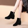 Fashion Black Elegant with Low Heels Autumn Winter Booties Round Toe Comfortable Women's Ankle Boots Large Size Warm Female Short Shoes