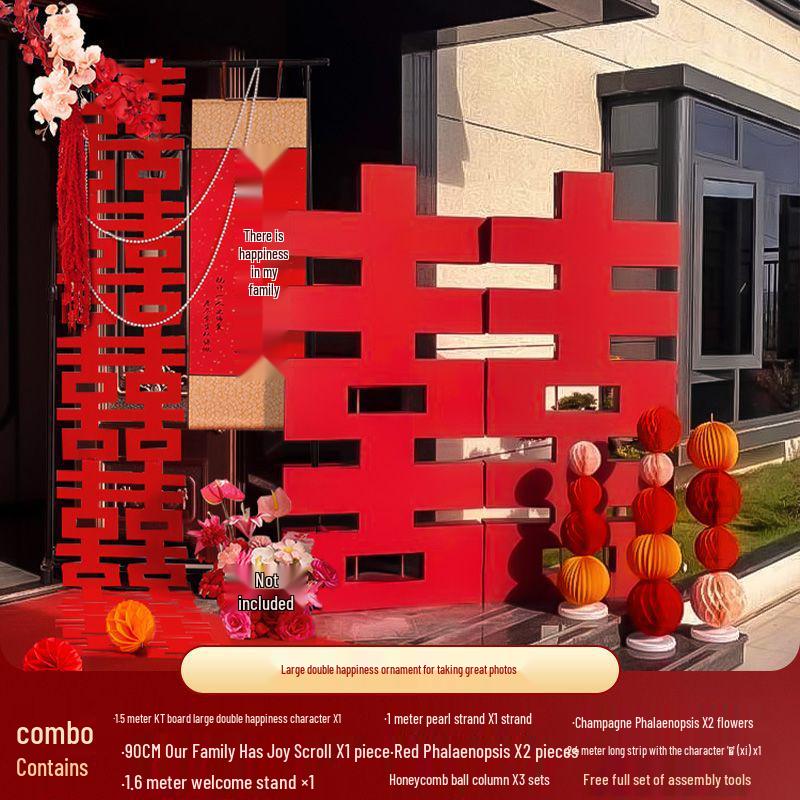 3D KT Board Double Happiness Wedding Decoration Set for Room & Yard