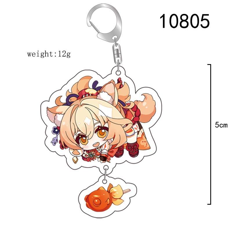 Cute Genshin Impact Acrylic Keychain Yoimiya Kazuha Kamisato Ayaka Rosaria Figures Pendant Keyring Ornament