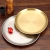 Stainless Steel Dinner Plates Round Thickened Salad Plates Home Kitchen BBQ Salad Serving Plate Tablewear