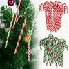 12PCS Christmas Candy Cane Decorations Red White Tree Hanging Candy Crutch Holiday Tree Wall Window Hanging Ornament Garland Decoration
