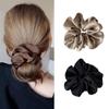 1piece Women Black Beige Coffee Solid Color Scrunchies Korean Satin Elastics Hair Band Girls Ponytail Holder Hair Accessories