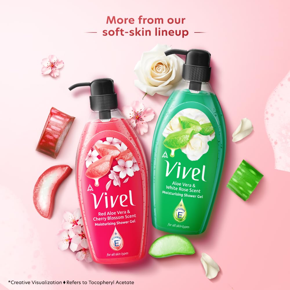 VIVEL Red Aloe Vera Cherry Blossom Shower Gel 895 Ml Moisturizing Body Wash For Women Men