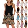 Women's Fashion Casual Beach Dresses Vintage Floral Printed With Pockets Dresses
