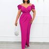 Free Belt Off-the-shoulder Suspender Solid Color V-neck Sexy Hip-wrapped Long Dress Dress Dress Dress