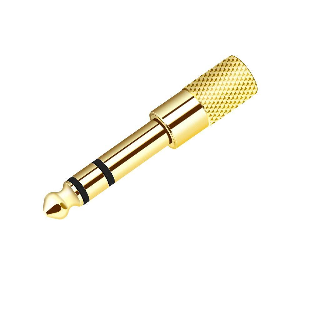 Gold Stereo Headphone Audio Adapter 3.5 To 6.5mm Microphone Electric Piano Connector Home