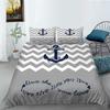 High Definition Digital Printed Bedding Set with Anchor Pattern Down Duvet Cover Pillowcase 2 or 3 Pieces DE200 * 200 Soft Washable Home Decoration