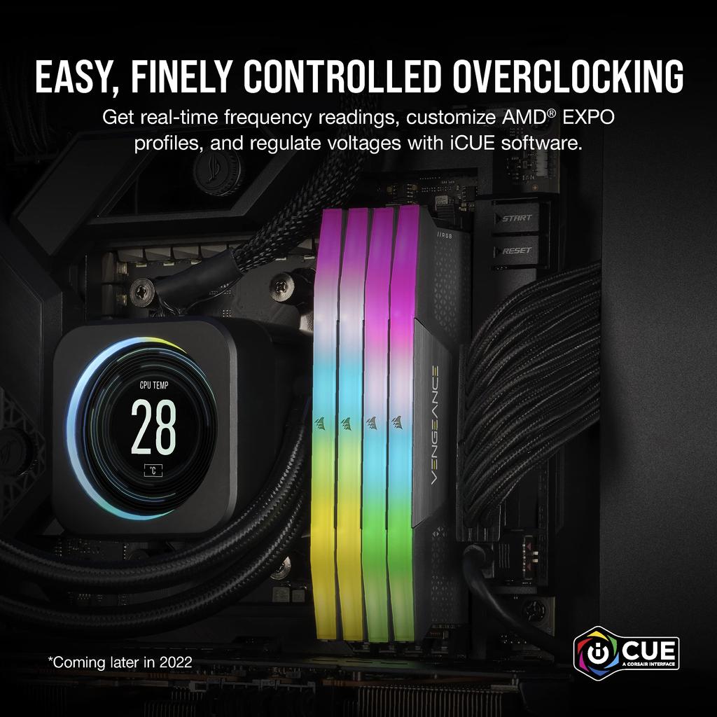 Corsair DDR5-5600MHz Desktop PC Memory VENGEANCE RGB DDR5 Series (PC5-44800) 32GB [16GB X 2] CMH32GX5M2B5600Z36K