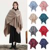 Women Autumn Winter Shawl Double Sides Solid Color Imitation Cashmere Shawl Versatile Scarf Shawl Cardigan