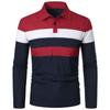 Men Spring Autumn Fashion Lapel Polo Shirts Long Sleeve Tops Contrast Color Button Down Casual Comfortable Turn-down Collar Male Clothes