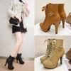 Women Shoes High Heel Platform Boots for Women Lace Up Heeled Women's Ankle Boots Dress Party Ladies Short Botas 2024