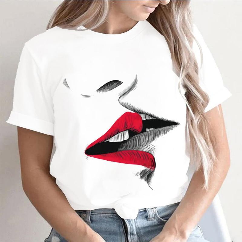 Summer Round Neck 3D Print Top Fashionable Casual Short Sleeved Women's T-shirts