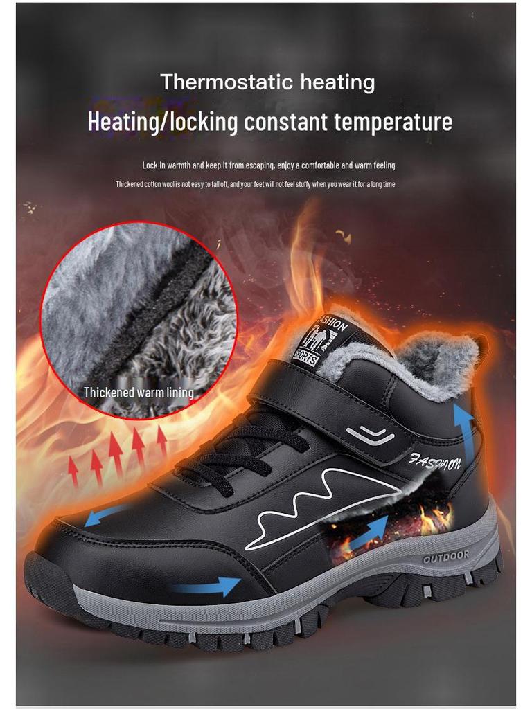 Cotton Shoes for Women: Winter Walking Shoes for Seniors and Middle-Aged, High-Top Leather Snow Boots To Prevent Rain and Snow