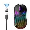 RGB Luminous Gaming Mouse with Wireless Hollow Honeycomb Design, Lightweight and TYPE-C Wired Charging.