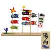 Osaka Choseido May Doll, Compact Mini Carp Streamer for Indoor Use, Personalized with Wooden Tag (Sent Separately), Chirimen, Three-Stem Carp Streamer
