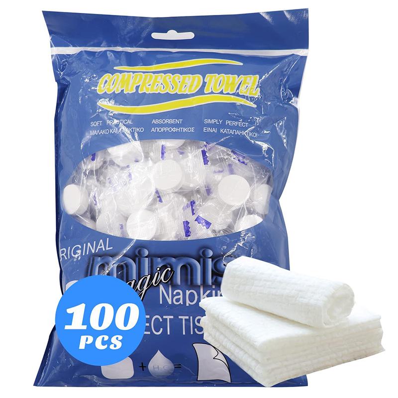 Compressed Towel 100 Pcs Mini Disposable Portable Face Towel Cotton Tissue Facial Cleansing Towel Travel Sports Outdoor