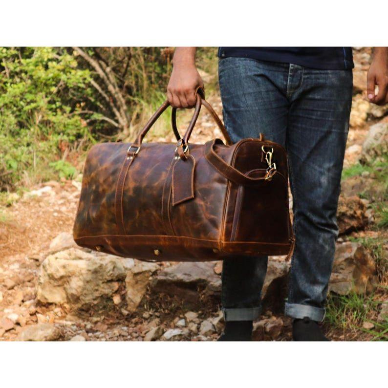 Buffalo Leather Duffle Bag: Handmade Full Grain Weekender