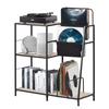 Fusehome Open Shelf Storage Rack Record Rack Media Rack Bookshelf Rack Shelf Stylish Large Capacity Accessory Storage Shelf Open Rack Magazine Rack 3