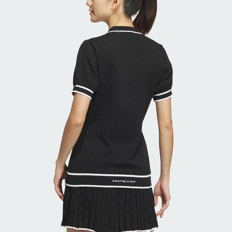 Adidas Primeknit Color Block Golf Short Sleeve Polo Shirt Women Tops Black IN6618