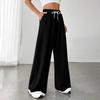 Women's Fashion Loose Drawstring Closed Waist Solid Color Casual Sports Pants Casual Pants