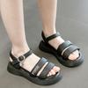 Kids Sandal 2024 New Girls Summer Shoes Causal Open-toe Fashion Children School Beach Sandals Solid Color Versatile Hook Loop