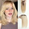 HAIRCUBE Straight Remy Human Hair Toppers with Bangs Toupee Hair Piece Silk Base Clip In Topper Top Hair for Hair Loss Women Ombre Blonde