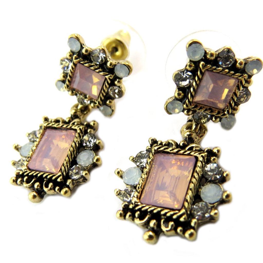 Les Trésors De Lily [P4559] - Designer Earrings 'Sissi' Pink White Gold - 33x17 Mm